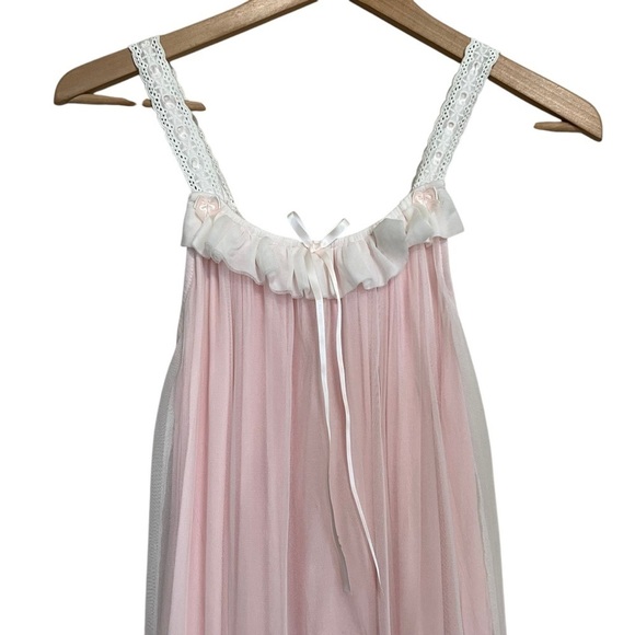 Vintage Nightie Nightgown Pink White Coquette Size Small - Picture 4 of 12